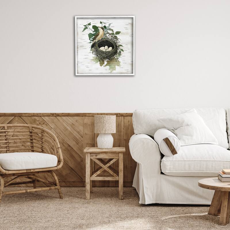 Stupell Vintage Bird Nest & Flora Framed Giclee Art Design By Susan Arnot