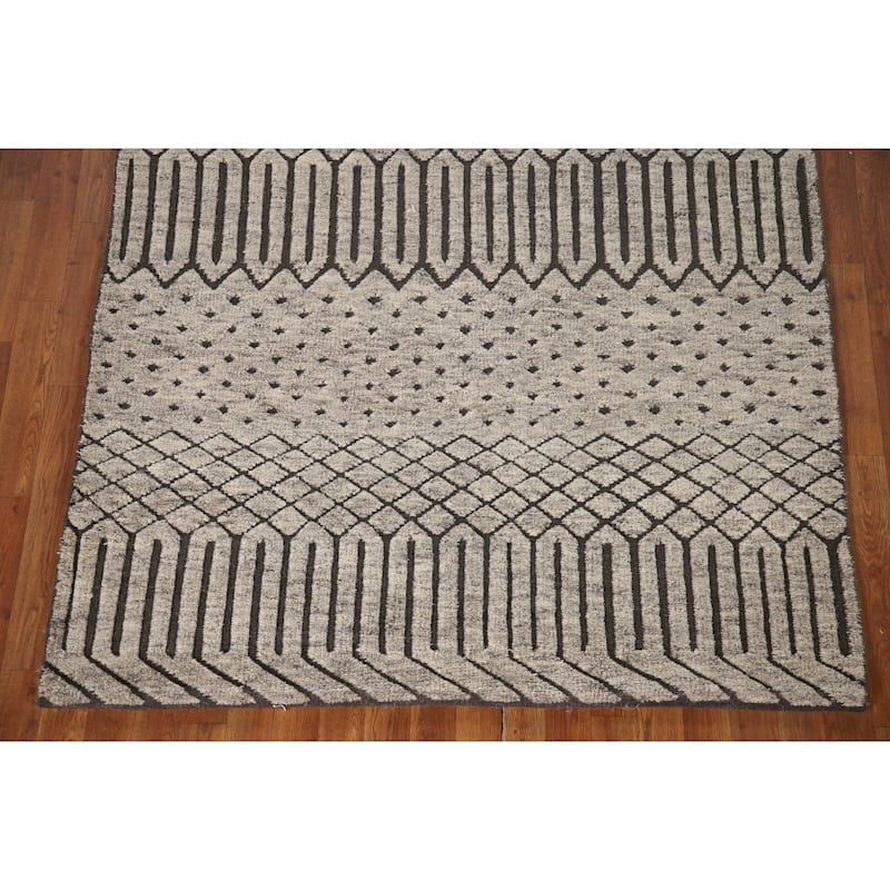 Trellis Moroccan Indian Area Rug Living Room Handmade Wool Carpet - 5'0"x 7'9"