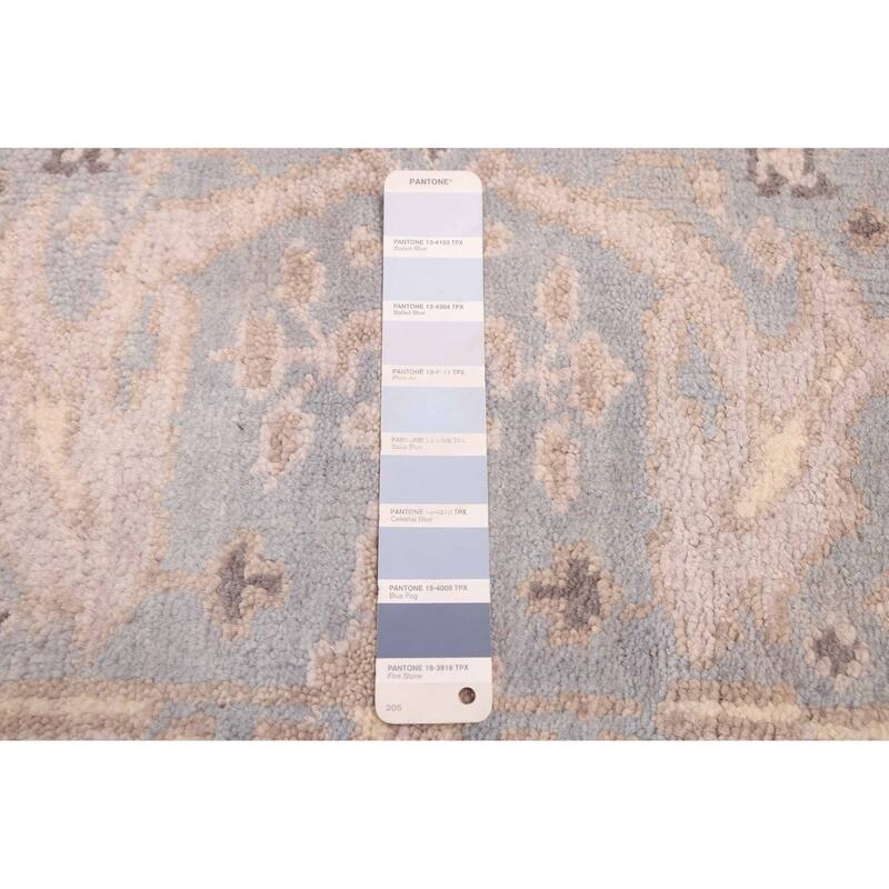 ECARPETGALLERY Hand-knotted Royal Oushak Light Denim Blue Wool Rug - 2'6 x 7'11