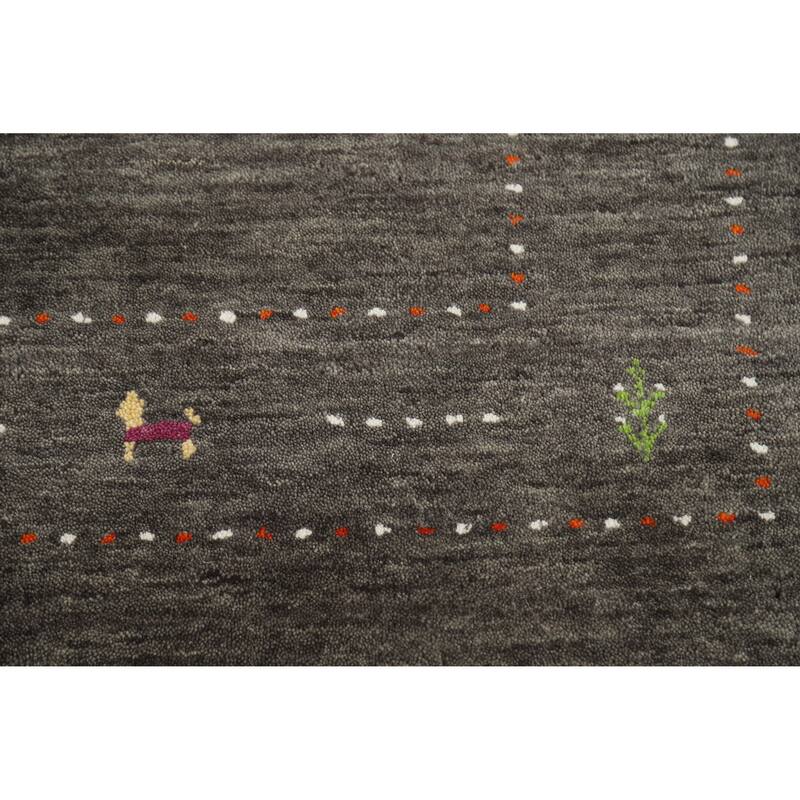 Tribal Gabbeh Indian Area Rug Handmade Modern Wool Carpet - 5'1" x 7'8"