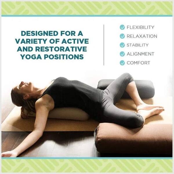 Yoga Firm Large Bolster Pillow - 24x12x6 Inch Rectangular Cushion With Removable Cover For Restorative Yoga & Meditation
