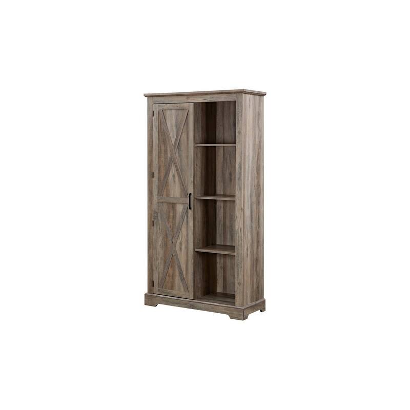 Tall Barn Door Kitchen Pantry Storage Cabinet with Adjustable Shelves