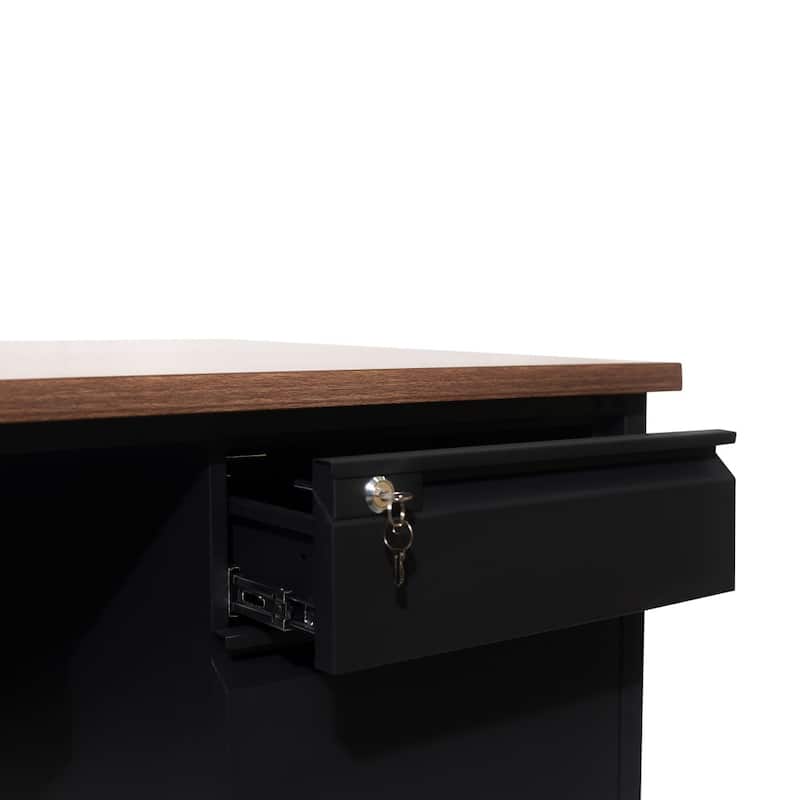 Commercial Right Side Single Pedestal Desk with 3 Locking Drawers