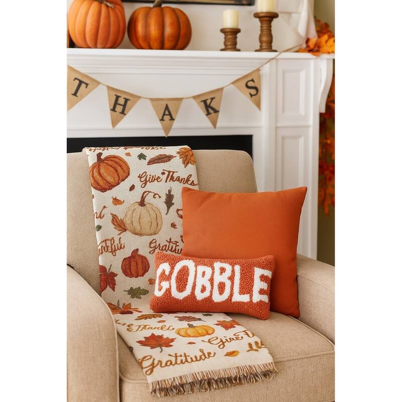 6" x 12" Gobble Hooked Petite Throw Pillow