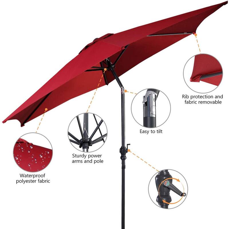 Gymax 9 Ft Patio Table Market Umbrella Yard Outdoor w/ Heavy-duty