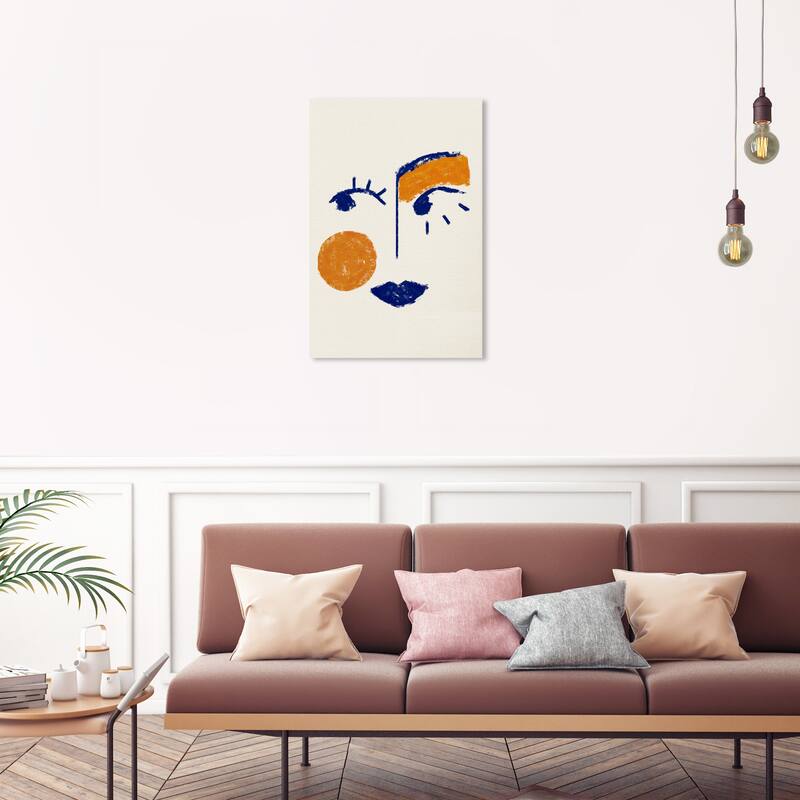 Wynwood Studio Canvas People and Portraits My Pretty Face Blue and Dark Blue Modern & Contemporary Wall Art Canvas Print - 30 x 20