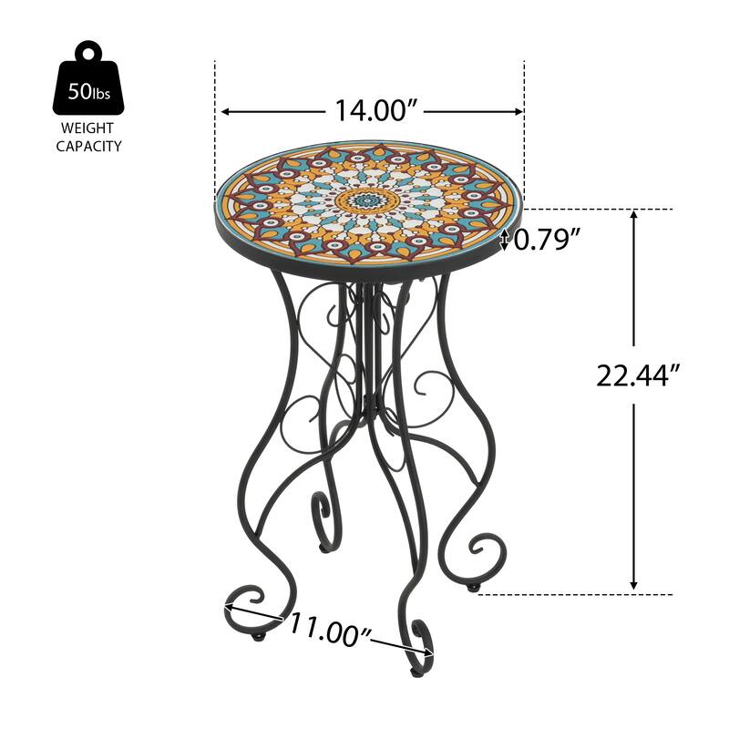 Round Ceramic Patio Side Table for Outdoor Living