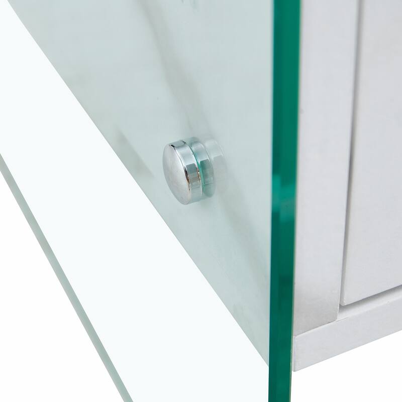 Double-Drawer Bedside Table With Tempered Glass Legs