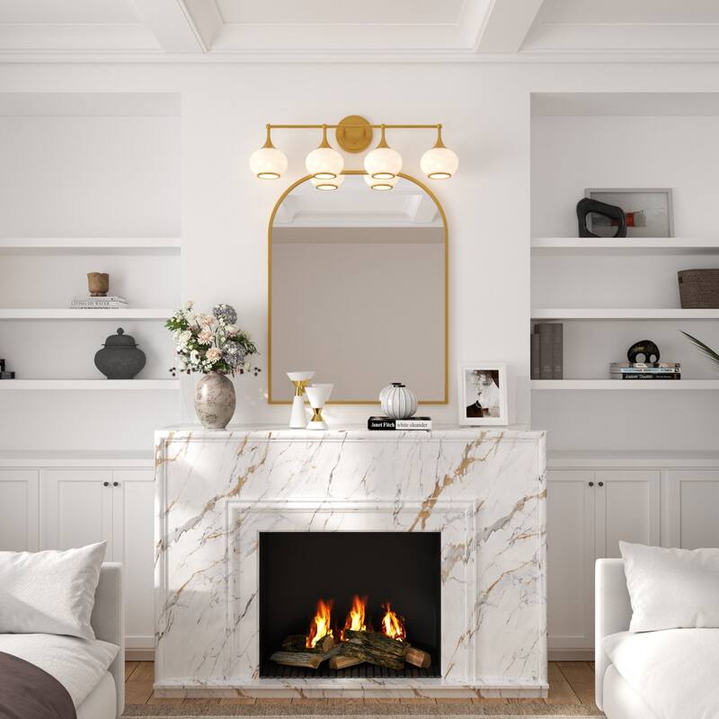 Acroma Aged Brass/Polished Chrome Finish Modern Globe Vanity Light