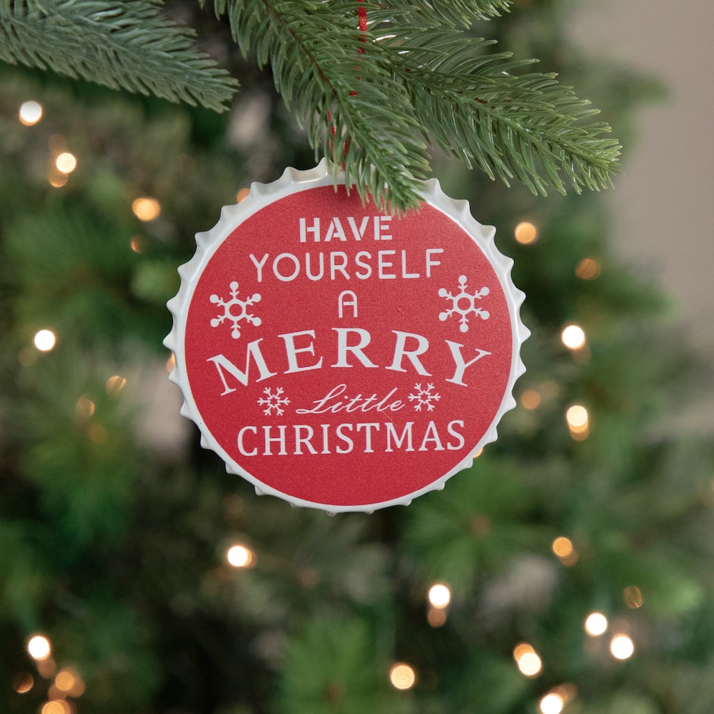 4" Red "Have Yourself A Merry Little Christmas" Bottle Cap Ornament