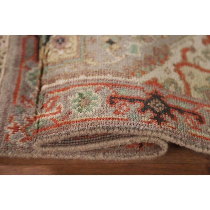 Hand Knotted Oriental 100% Wool Carpet Traditional Medallion Greys & Charcoal Heriz (serapi) Area Rug - 3' 0'' X 2' 0''