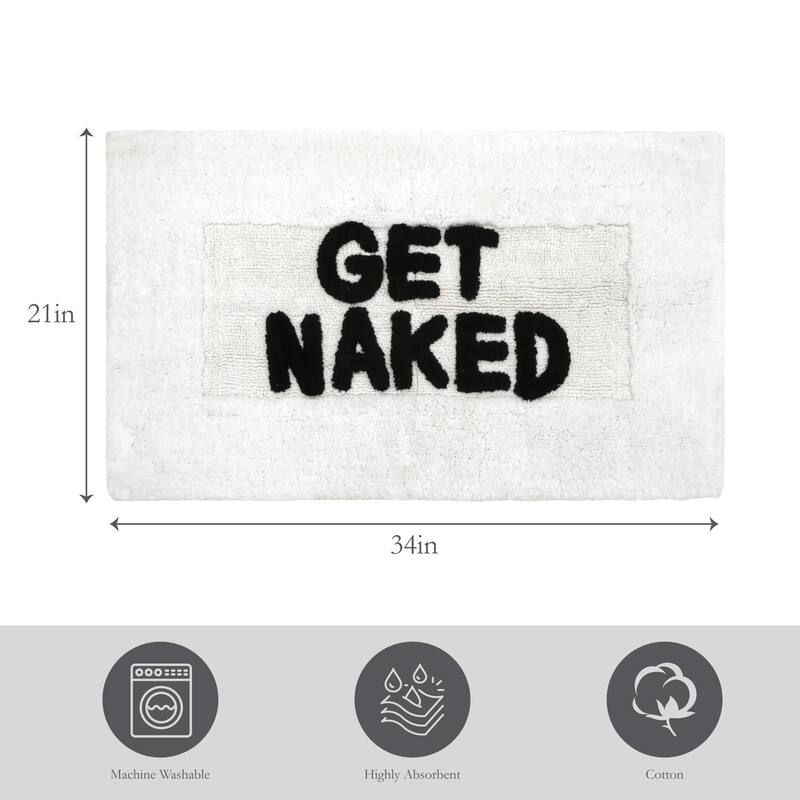 Jean Pierre Cotton "Get Naked" 21 x 34 in. Bath Rug
