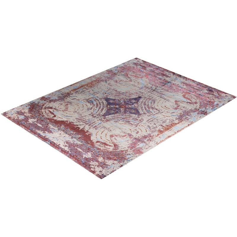 Ikat One-of-a-Kind Hand-Knotted Area Rug, Ivory - 9' 3" x 12' 2"