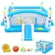 preview thumbnail 1 of 3, Kids Inflatable Bounce House With Long Slide Bouncing Area Basketball Hoop Family Backyard Bouncy Castle - Colorful Colorful