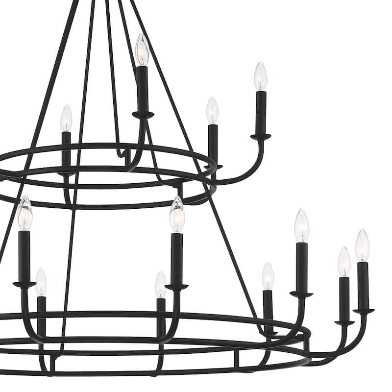 Bailey 18 Light Matte Black Chandelier - 48"W x 39"H