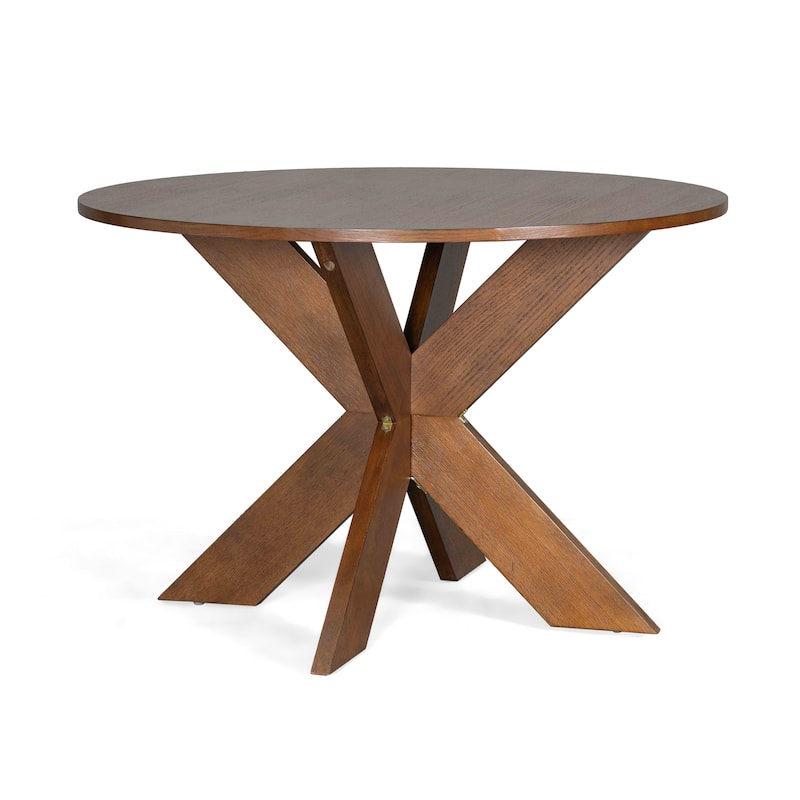 Round Dining Table Modern Farmhouse Kitchen Table, Cherry