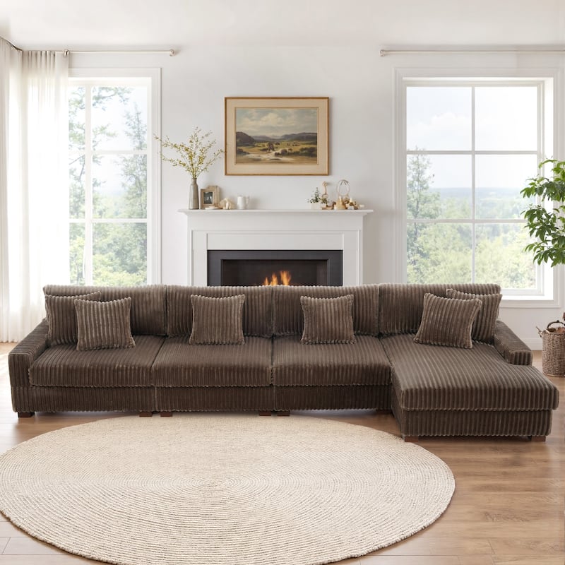 Anne 150" W Oversized Upholstered Modular Sectional Sofa