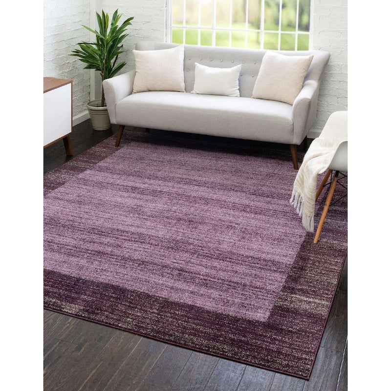 Contemporary Weby Collection Area Rug - 8' Square - Violet