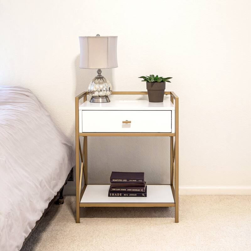 Contemporary Charging One Drawer Nightstand Side Table