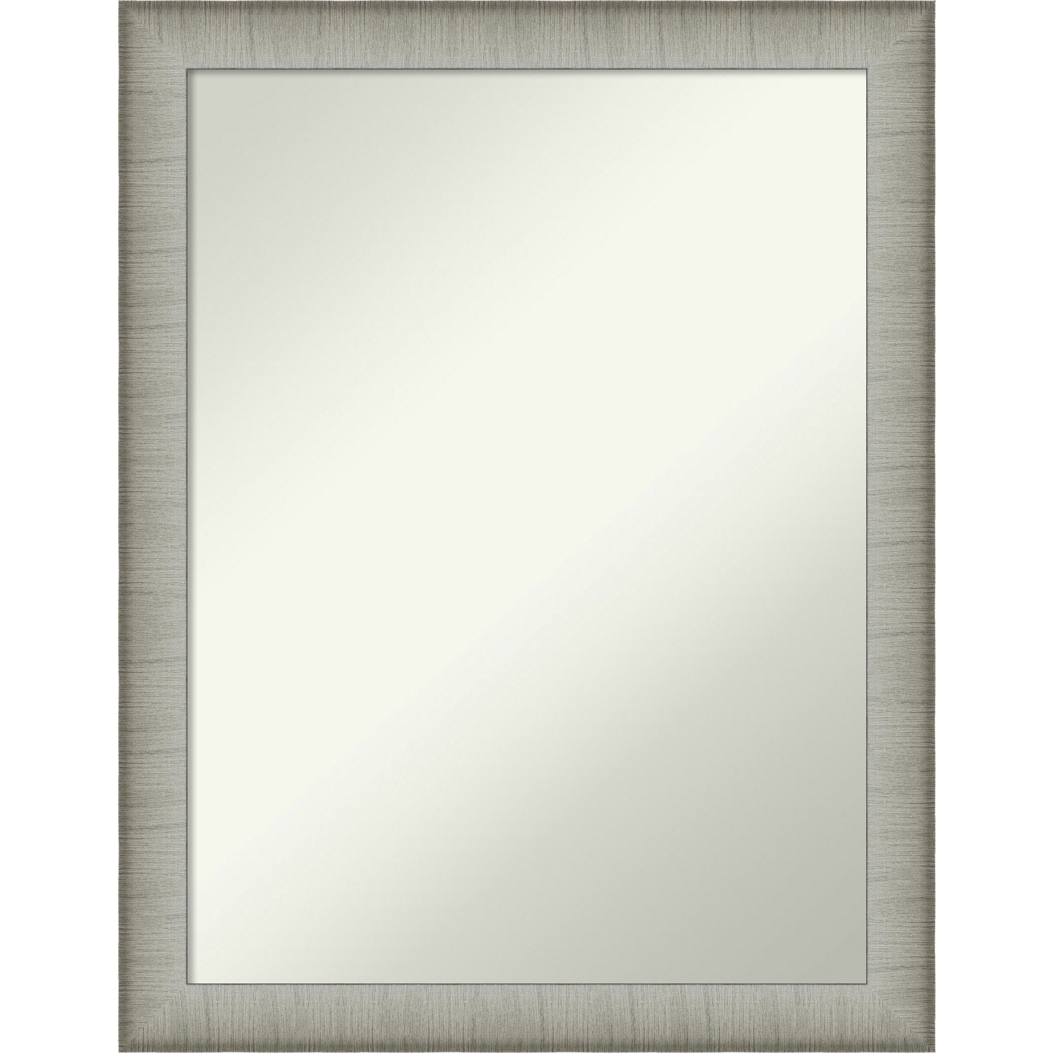 Non-Beveled Bathroom Wall Mirror - Elegant Brushed Pewter Narrow Frame