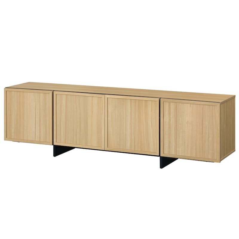 WAMPAT TV Stand with T-Shaped Legs, Modern Entertainment Center with 4 Storage Cabinets, Media Console TV Table for Living Room