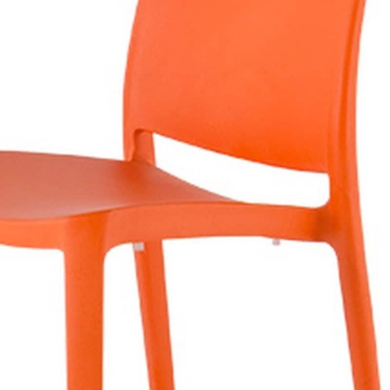 Set of Four Orange Heavy Duty Plastic Outdoor Stacking Dining Chairs