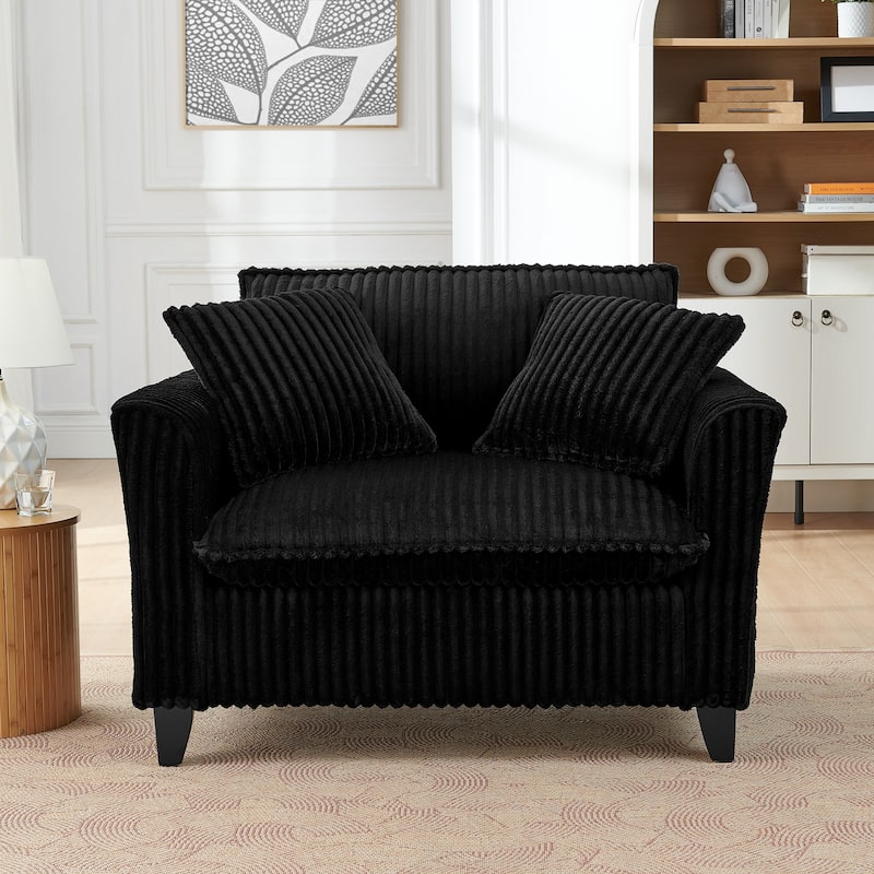 Roomfitters Corduroy Accent Chair with Pillow, Oversized Single Sofa Chair with Armrests and Soft Cushion, Modern Lounge Chair