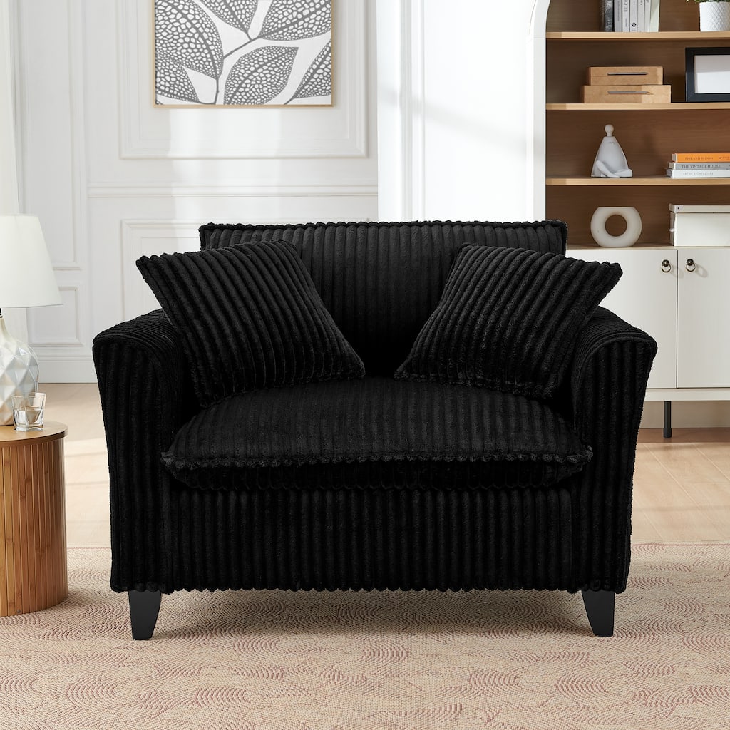 Sofa Side Chair Accent Chair Vanity Chair for Living Room, Black Upholstered Chair Arm Chair Reading Chair