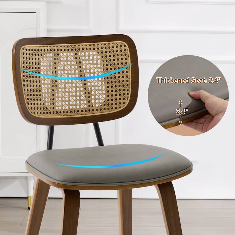 Faux Leather Upholstered Dining Chairs Set of 2/4 with Wood Legs - 32.3"H x 18.5"W x 21.8"D