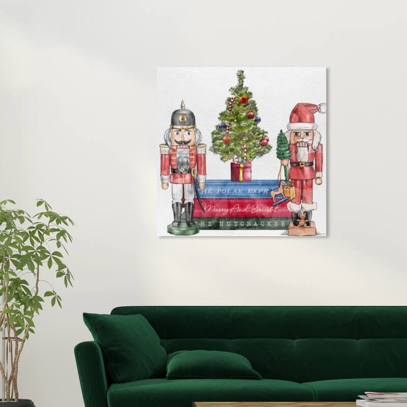Wynwood Studio Prints Holiday Christmas Books and Holiday Cheer Red and Red Modern & Contemporary Wall Art Canvas Print - 30 x 30