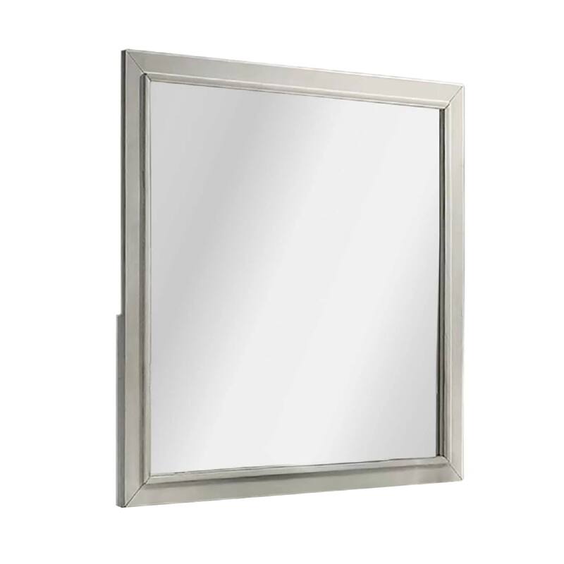 Dresser Mirror, Subtle Antique White Rubberwood, Square 40 Inch - Antique White