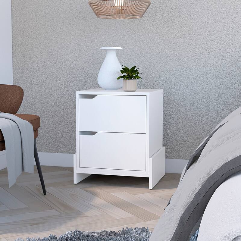 Nightstand Brookland,Bedside Table with Double Drawers and Sturdy Base，for Living Room,and Dining Room