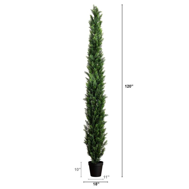 10ft. UV Resistant Artificial Cedar Pine Tree (Indoor/Outdoor) - Durable Seasonal Holiday X-Mas Display