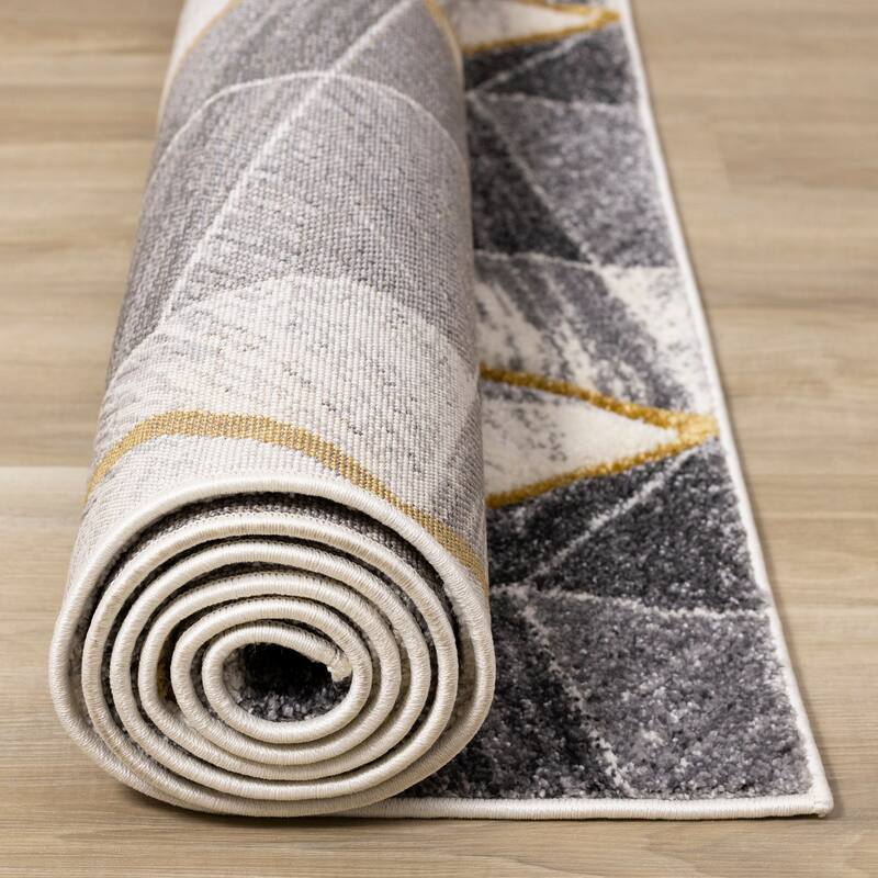 Summit Collection - Grey/White/Yellow Geometric Diamonds Rug