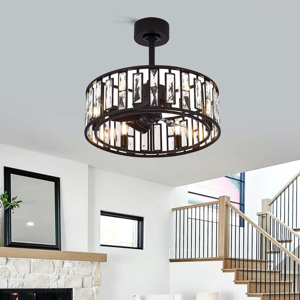 20-in Black Indoor Cage Ceiling Fan with Light Remote (5-Blade)