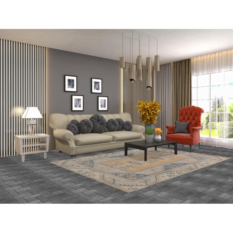 Vegetable Dye Orange Oushak Turkish Area Rug Hand-Knotted Wool Carpet - 5'7"x 7'11"