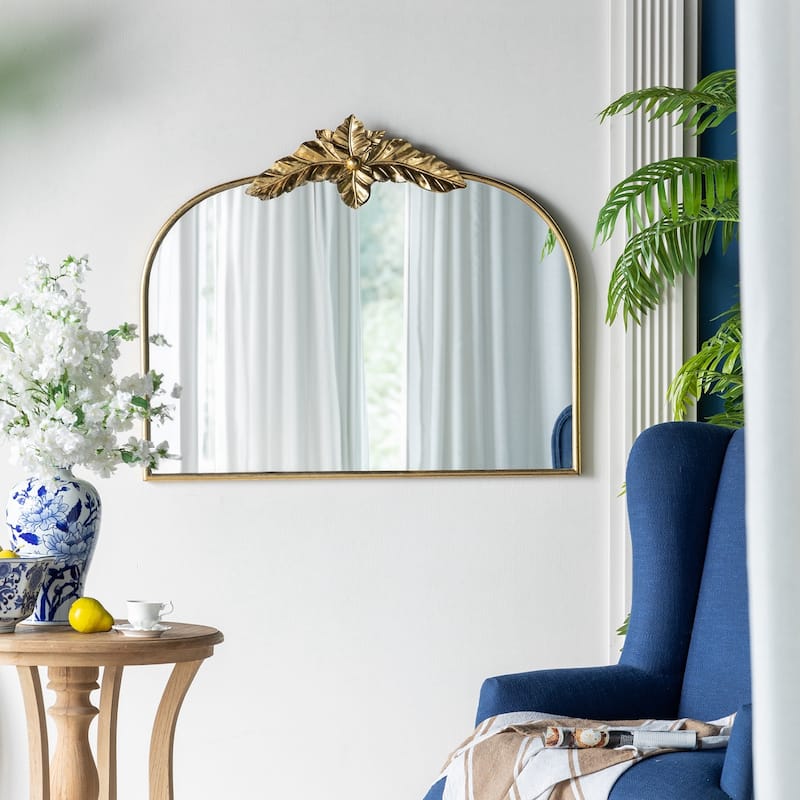 39.5" x 35" Gold Arched Mirror with Metal Frame