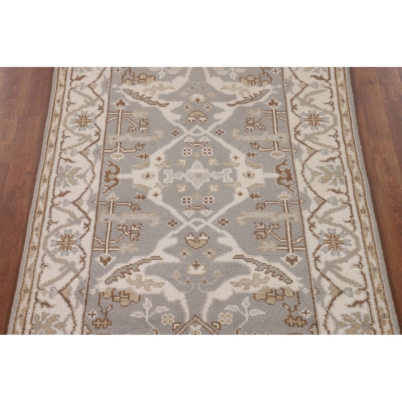 Transitional Oushak Oriental Area Rug Hand-Knotted Wool Carpet - 3'11"x 5'10"
