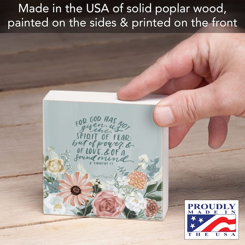 Spirit Artistic Freestanding Solid Wood Block Sign Made in the USA 3.75” Square Decorative Accent for Home or Office - Multi