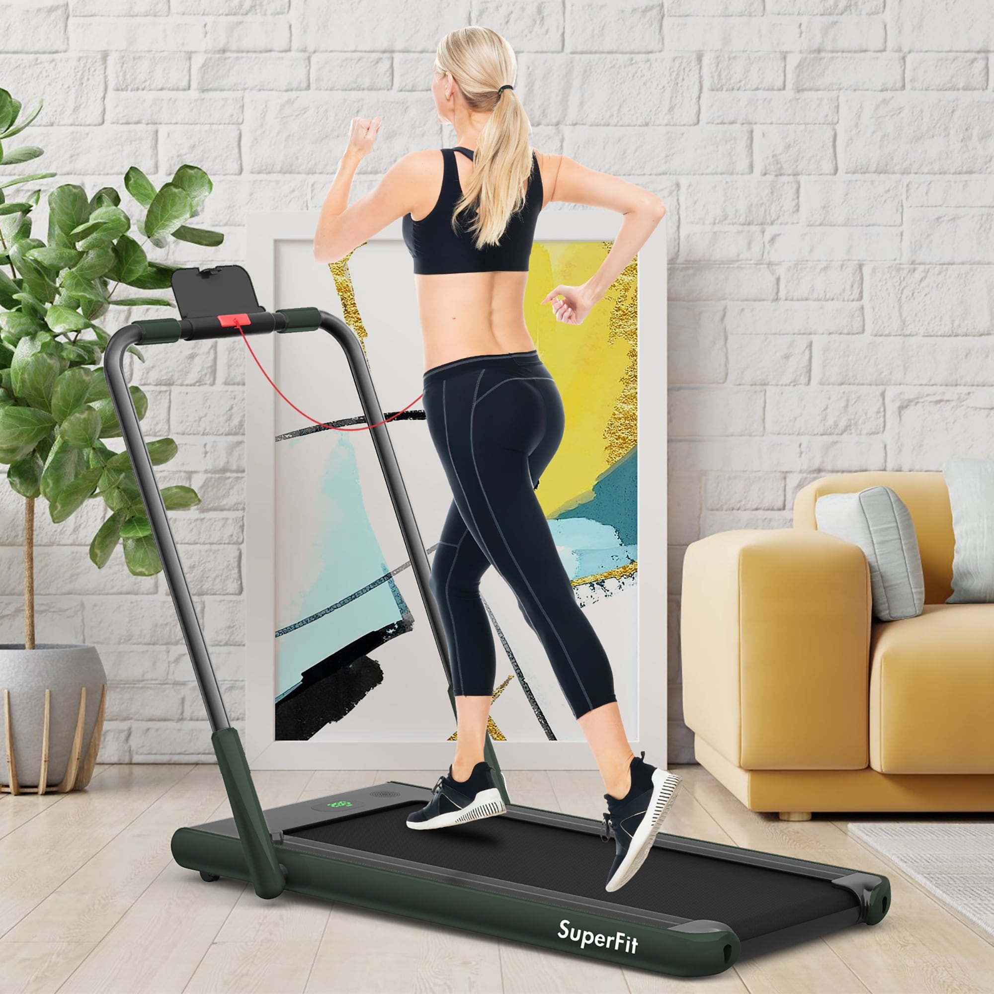 SuperFit 2.25HP 2 in 1 Foldable Under Desk Treadmill Remote