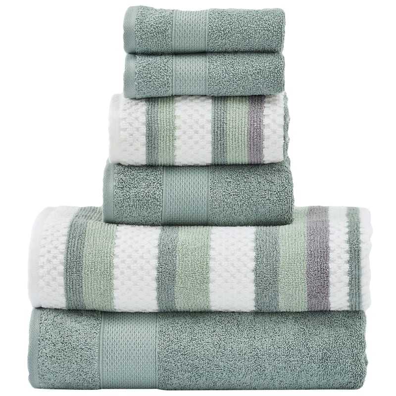 Modern Threads Pax 6-Piece Yarn Dyed 100-Percent Cotton Towel Set - Ivy