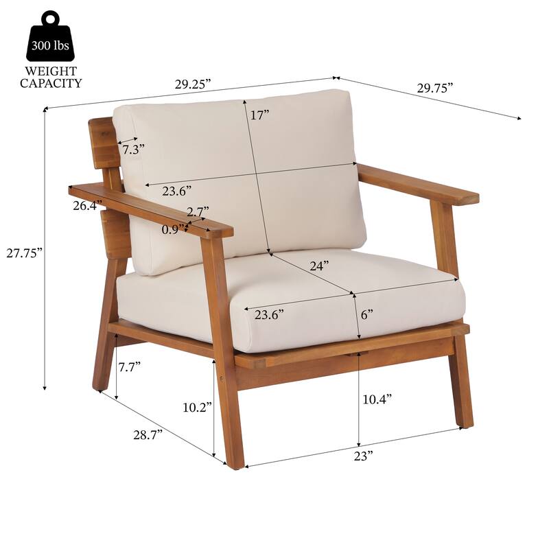 Christopher Knight Home - Mid-Century Modern 4- Piece Acacia Wood Patio Conversation Set