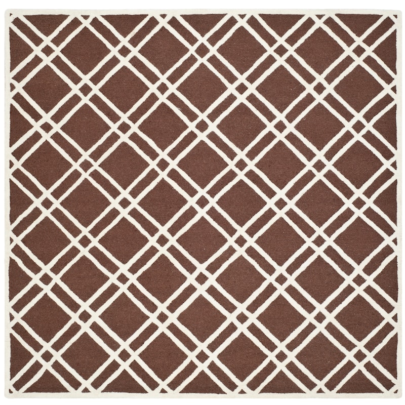 SAFAVIEH Handmade Cambridge Polona Modern Moroccan Wool Rug - 6' Square - Dark Brown/Ivory