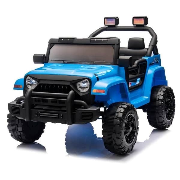 slide 2 of 2, 12V Kids Ride on Car Four-wheel Suspension,With Music Electric Car - 27.56"X35.43"X27.56" Blue