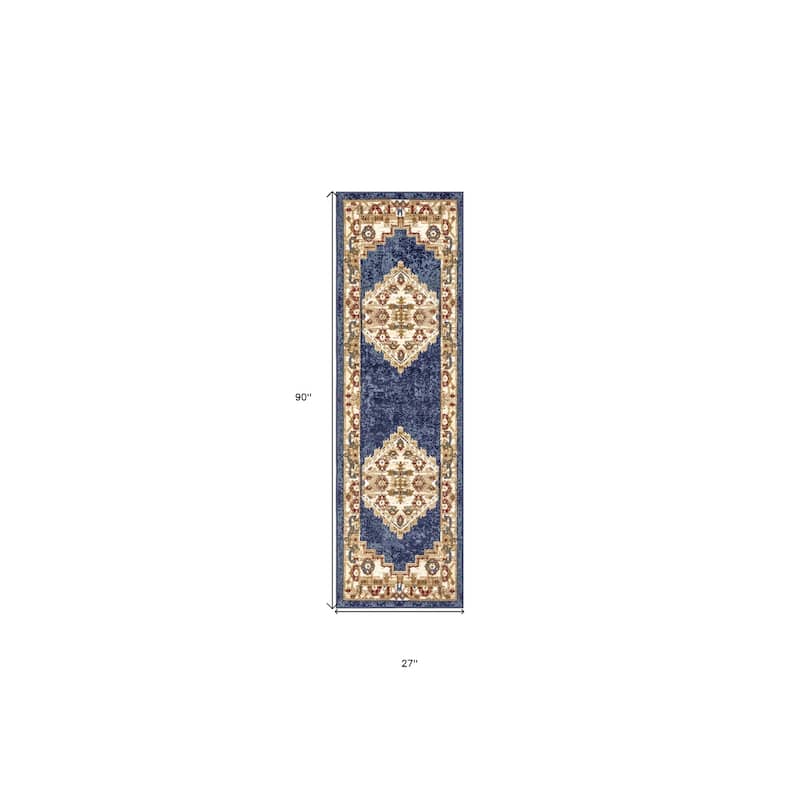 Cimu Power Loomed Distressed Traditional Durable Area Rug By HomeRoots - 90' X '27' X '0.5
