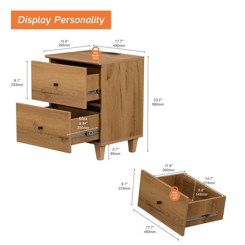 3-Drawer Dresser and Nightstand Set for Bedroom - 2 Packs