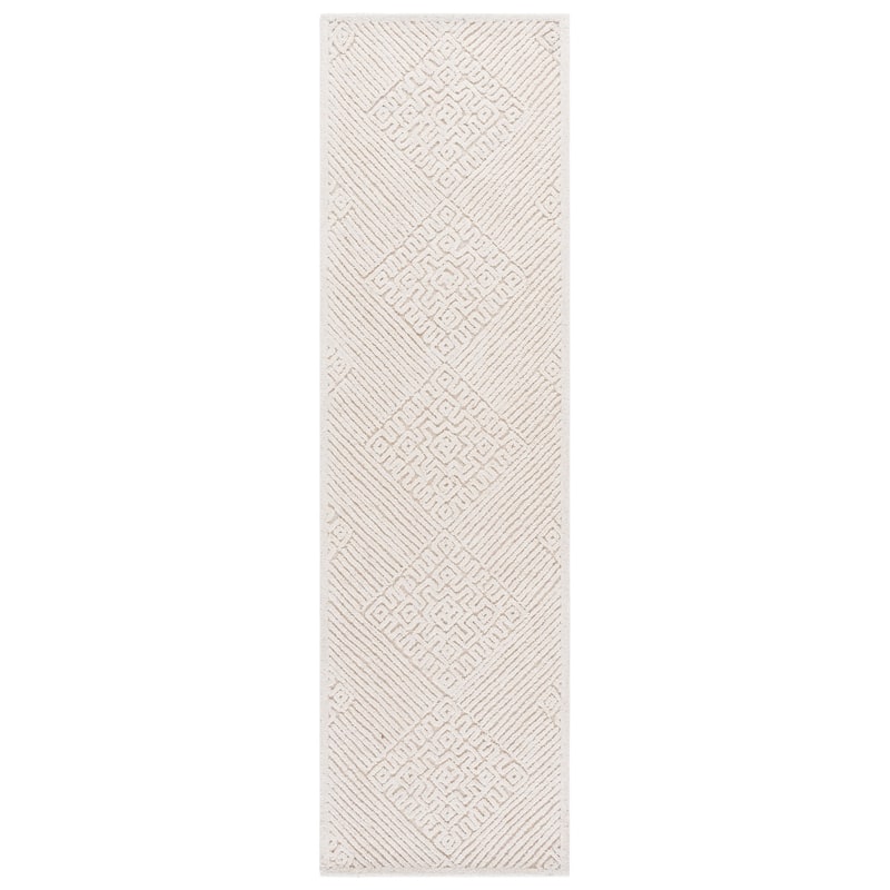 SAFAVIEH Handmade Textural Umbelina Wool Rug - 2'3" x 8' Runner - Ivory