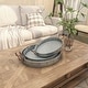 preview thumbnail 10 of 19, Gray Metal Galvanized Oval Living Room Decor Tray with Rust Handles (Set of 3)
