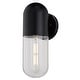 preview thumbnail 3 of 5, VAXCEL West Loop 1-Light Matte Black Contemporary Outdoor Wall Sconce made of Durable Metal, Clear Glass Shade, LED Compatible