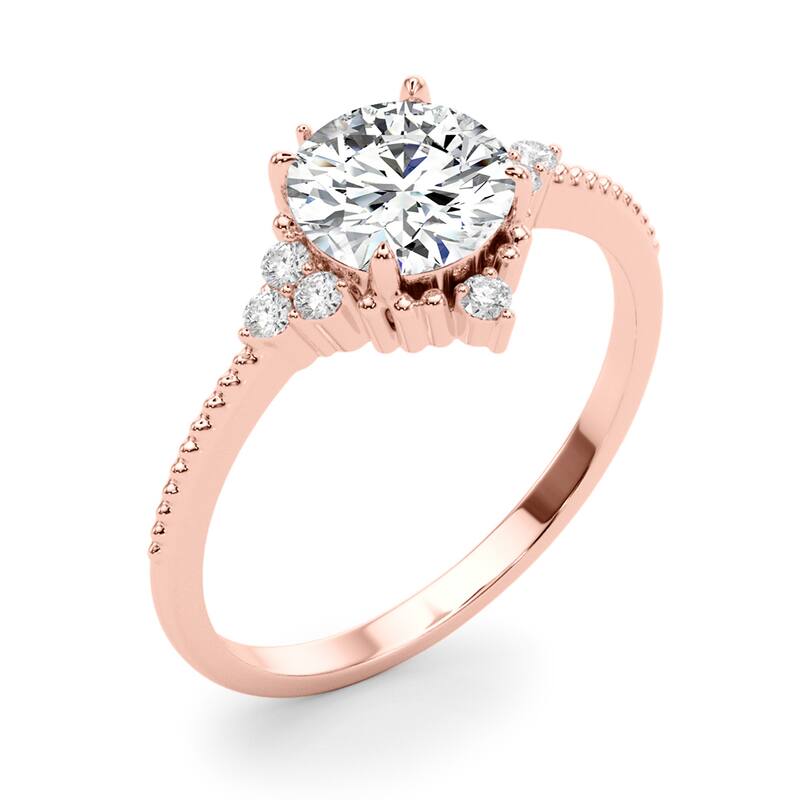 Auriya 14k Rose Gold Lab Grown Round Diamond Halo Engagement Ring 0.50 to 5.00 ct. tw. (F-G VS)